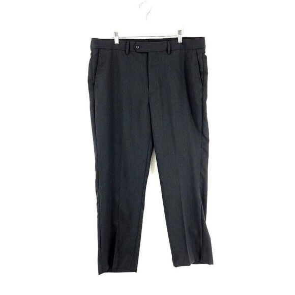 Pronto Uomo Wool Gray Flat Front Mid Rise Dress Pants 39/30 Tagged 36 See Descri - Picture 1 of 6